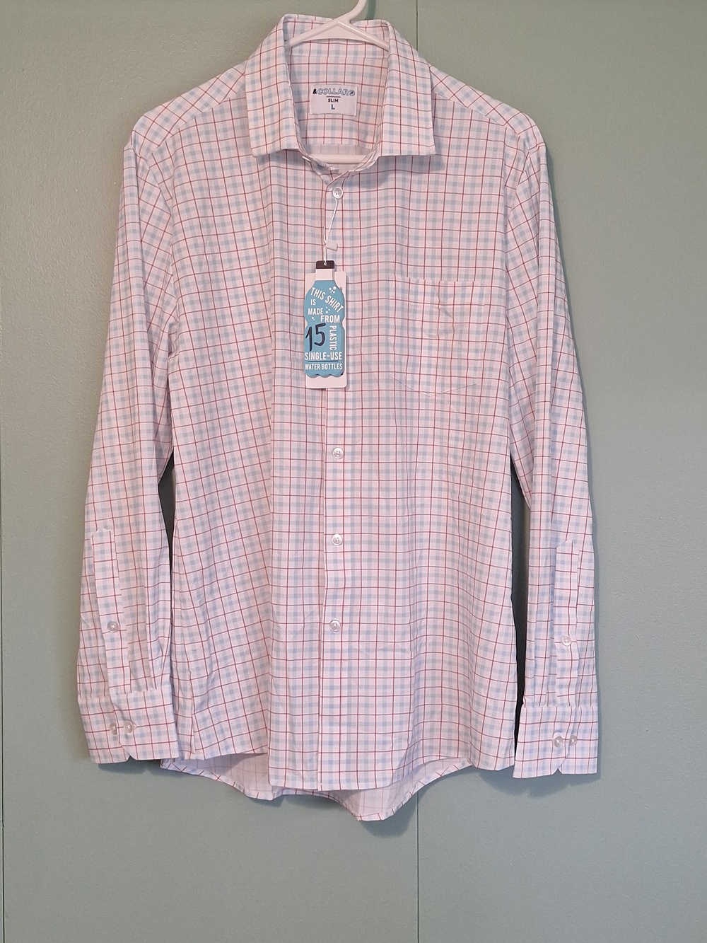 Nwt &collar Mens Slim Button Down Dress Shirt Size Large